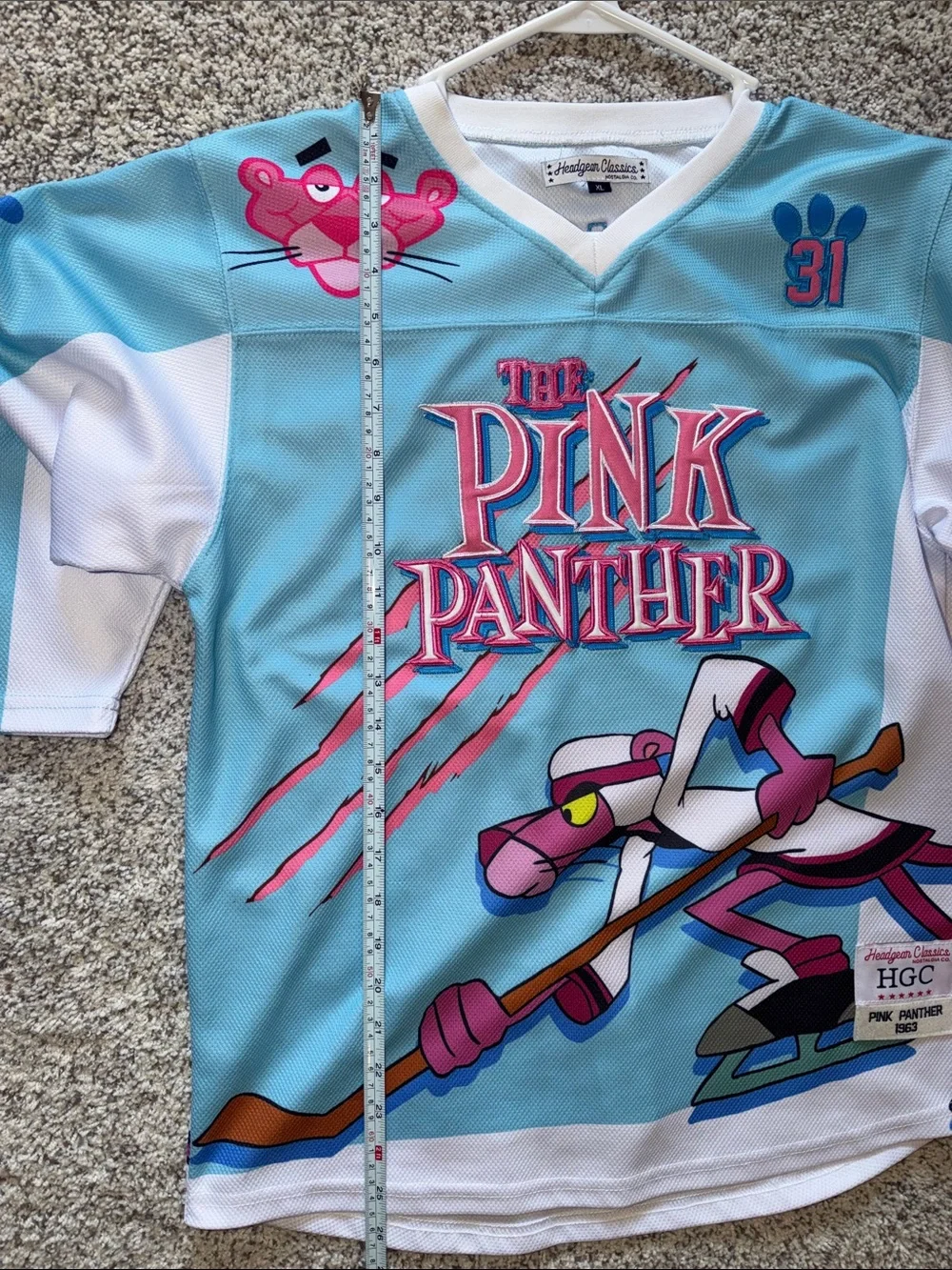 Pink Panther Jersey in Light Blue & White by Headgear Classics
